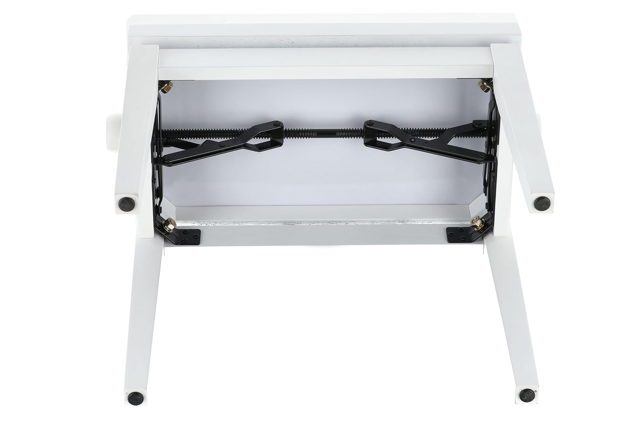 GEWA panca per pianoforte deluxe in vinile - bianco lucido - legno massiccio - coprisedile in vinile - seduta 52x30cm - regolabile in altezza - fissaggio ad alta resistenza - carico di rottura 2t