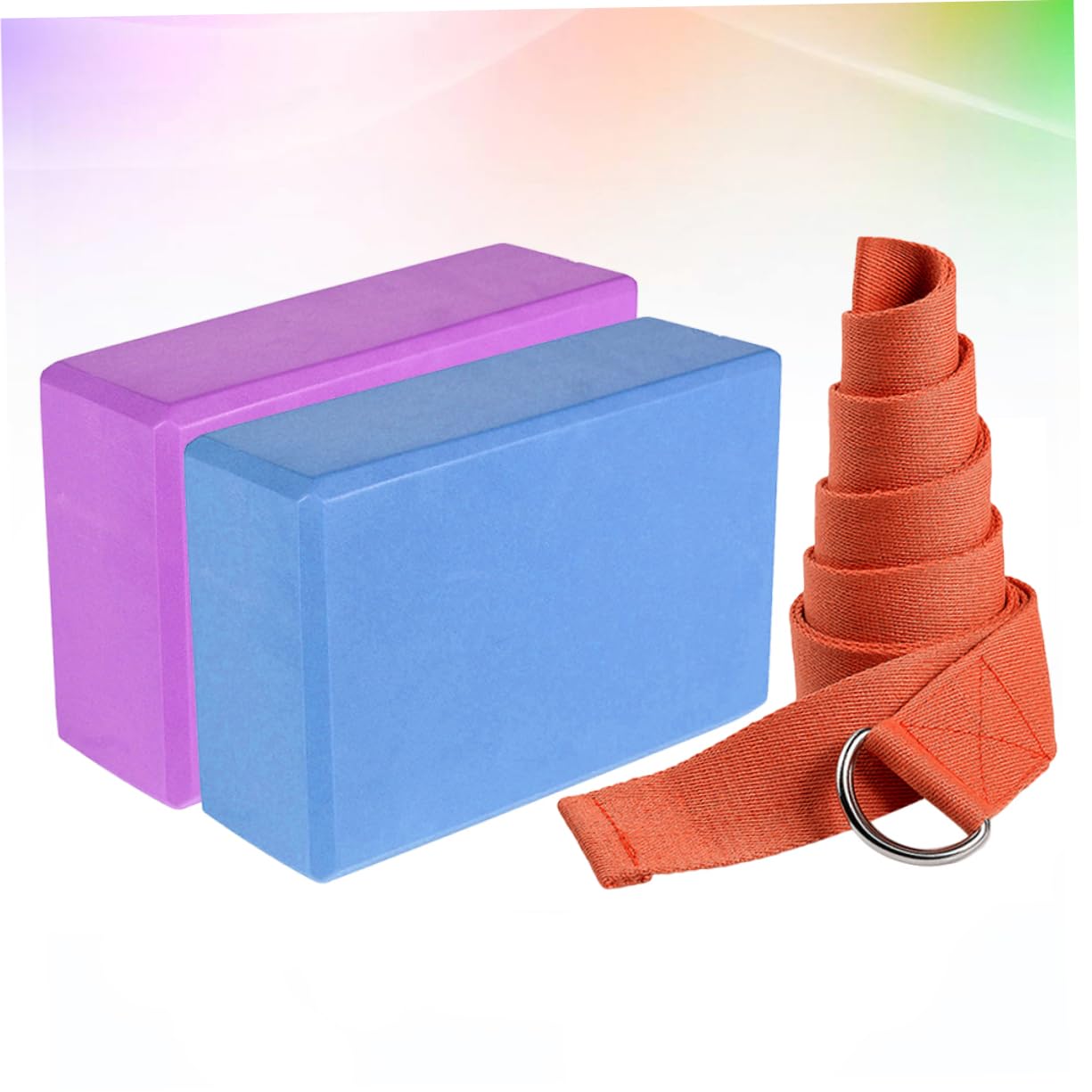 POPETPOP 1set Mattoncini Per Yoga Eva Con Cinghia Di Stretching Blocchi Antiscivolo Per Allenamento Flessibilità e Meditazione Colore Casual
