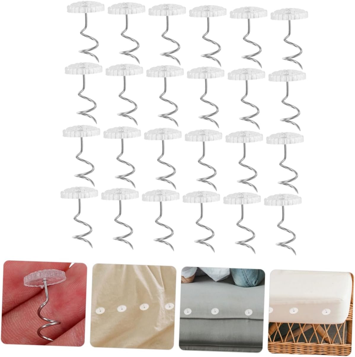 Hemobllo 50pcs Transparent Spiral Sofa Tacks Decorative Upholstery Pins for Furniture Slipcovers and Bedskirts Lightweight Non Slip Fixing Nails for DIY Home Upholstery and Bed Sheet