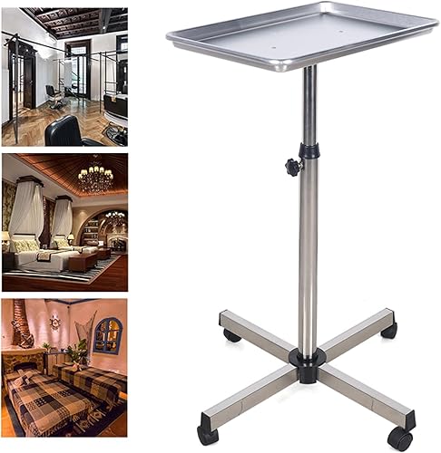 Miniatura 2 de DYRABREST Bandeja de instrumentos de salón Carrito rodante de belleza Altura ajustable Tatuaje Rolling Tray Station Mobile Beauty Trolley Cart Mayo