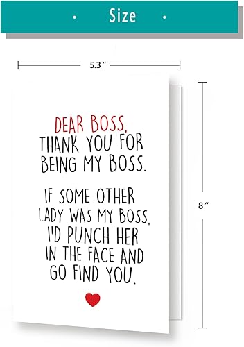 Miniatura 2 de Huameigf Tarjeta de feliz día del jefe para dama jefa, linda tarjeta de regalo para jefa, divertida tarjeta de cumpleaños de jefe de empleado,