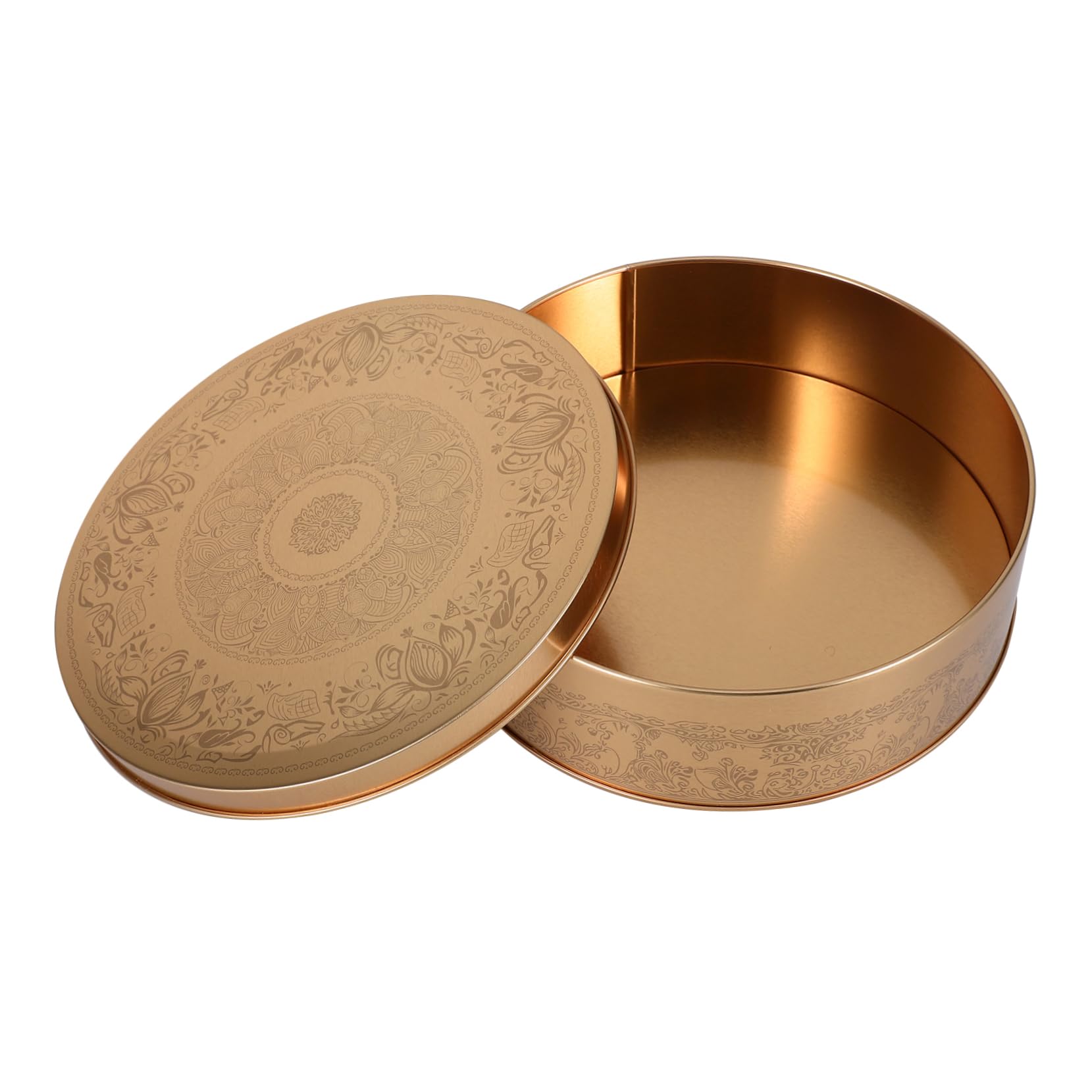 BESTOYARD Decorative Tinplate Cake Box with Lid Classic Round Design for Candy Cookies Treats for Holiday Gifting Storage Multi Use Storage