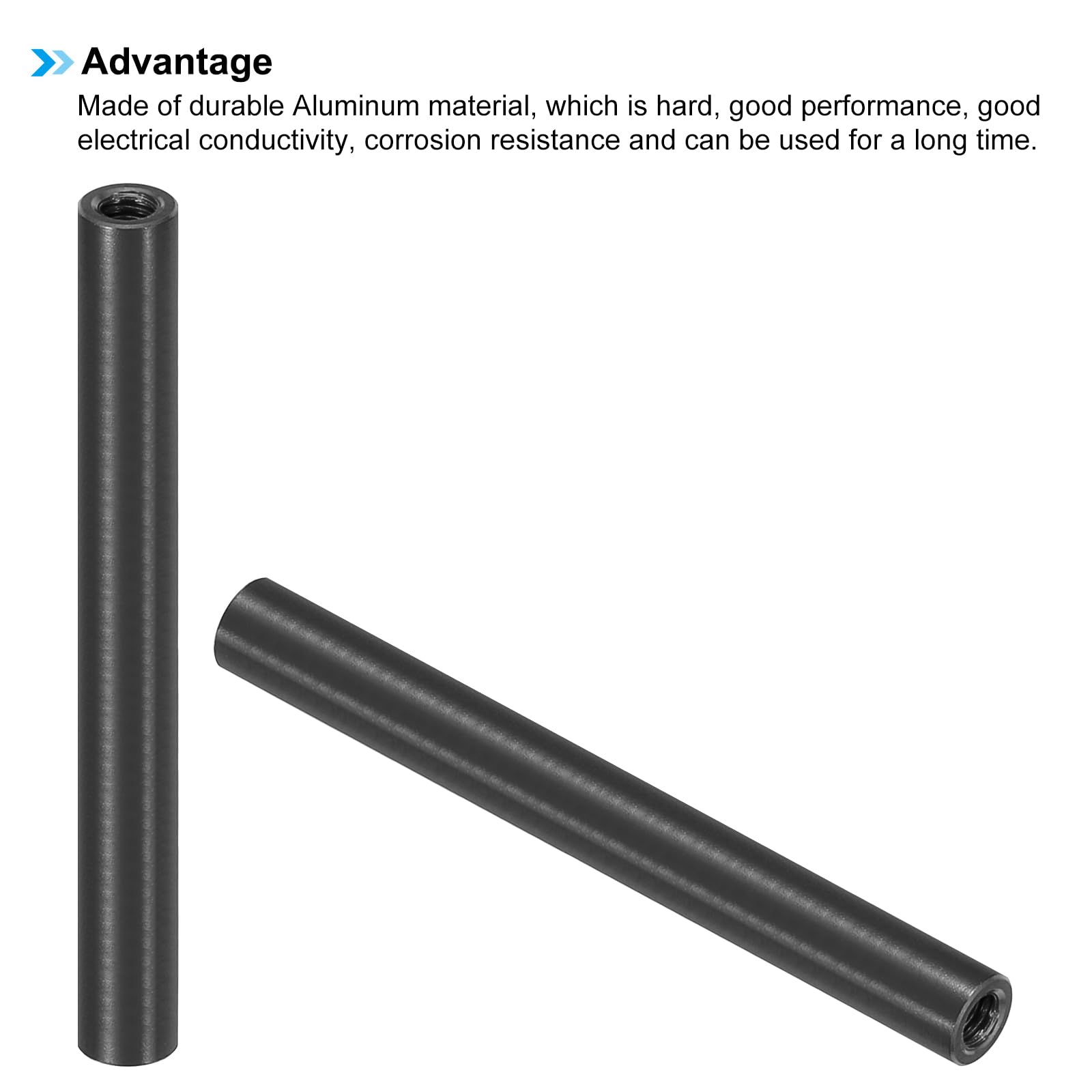PATIKIL 6pcs M3 Metal Threaded Standoff Spacer Nuts, Round Aluminum Spacers Female Coupling Screws, 1/8" ID x 3/16" OD, Black, (55mm L) - Image 4