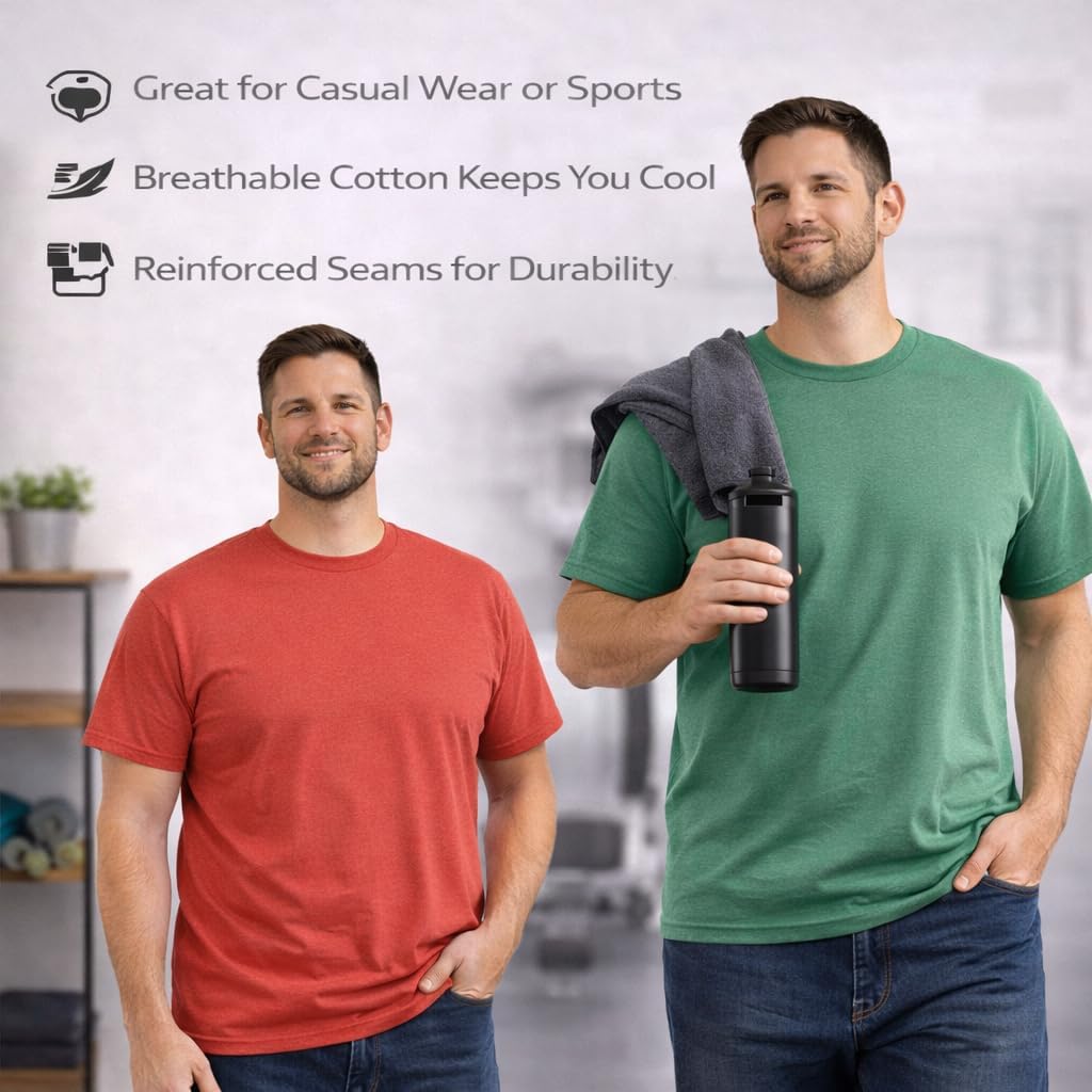 BILLIONHATS 12 Pack Plus Size Men's Cotton T-Shirt Bulk Big & Tall Short Sleeve Lightweight Premium Fitted Classic Tees - Image 7