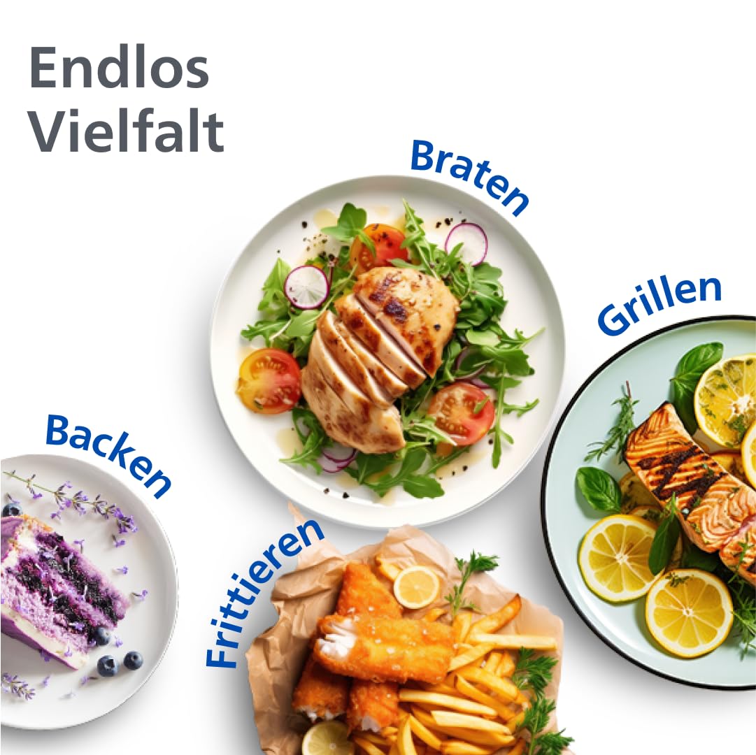 Philips Airfryer Dual Basket 3000 Serie Heißluftfritteuse, Schwarz, 9 L | 2 Körbe, RapidAir Plus Technologie, Touchscreen, 12 Kochfunktionen, HomeID App (NA350/00)