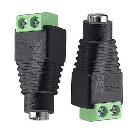 TAAPSEE (2 x Female 12V DC Power Connector 5.5mm x 2.1mm 24V Power Jack Socket for Led Strip CCTV Security Camera Cable Wire Ends 2Pcs