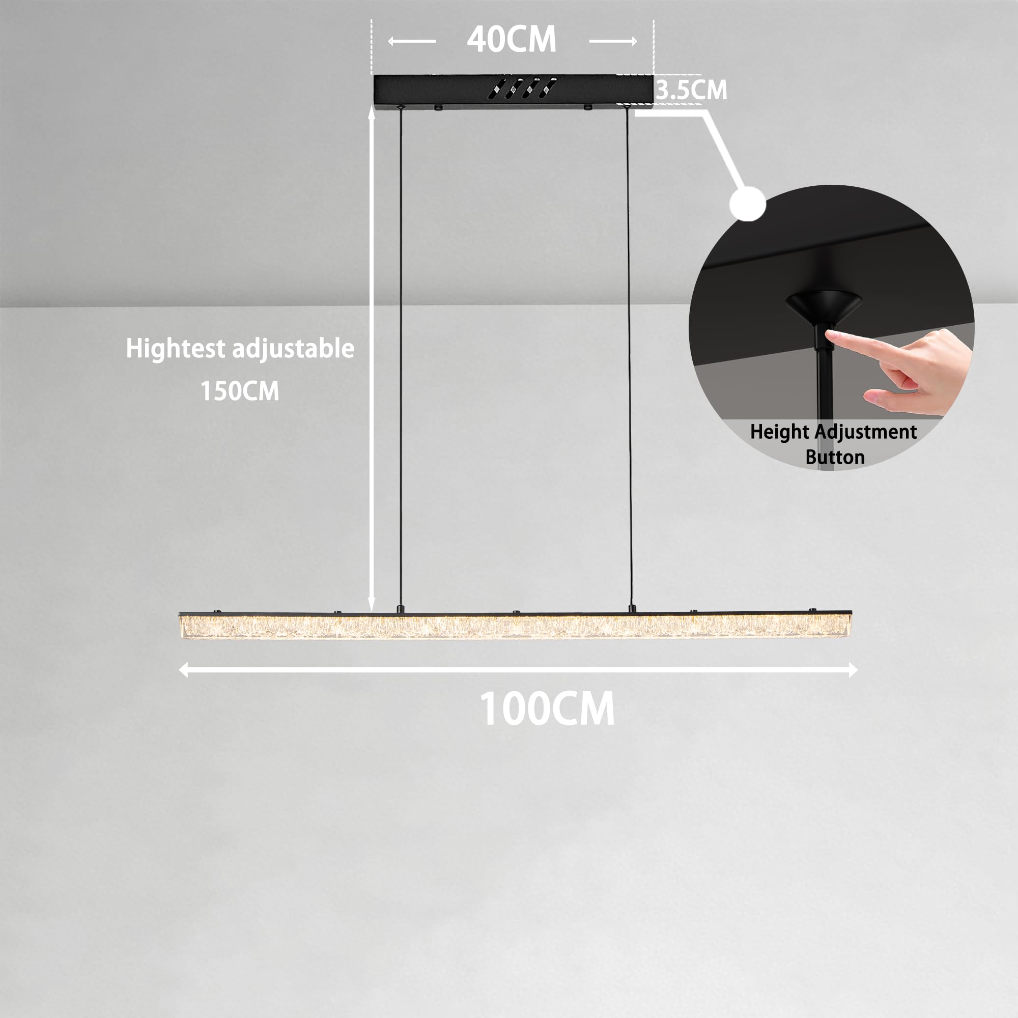 100 CM Lámpara Colgante LED Moderna Regulable 3000K-6000K 40W LED Lampara Techo Colgante Lamparas de Techo Mesa de Comedor, Con Control Remoto Brillo Ajustable Lampara Colgante Comedor | Lámpara de comedor LED colgante con mando a distancia, lámpara de sa