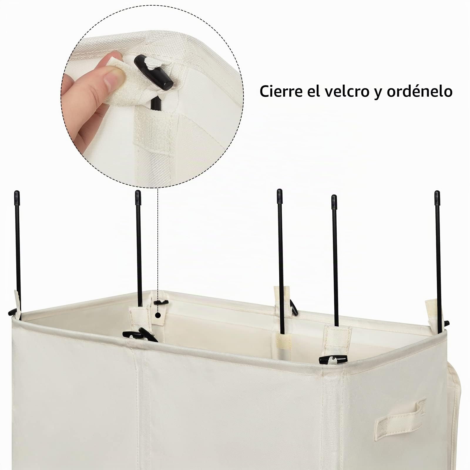 Chrislley Cesta de lavandería doble con tapa y bolsas de lavandería extraíbles de 154 L, grande, plegable, 2 divisores, cesta de lavado con asas para dormitorio, lavandería, armario(beige)