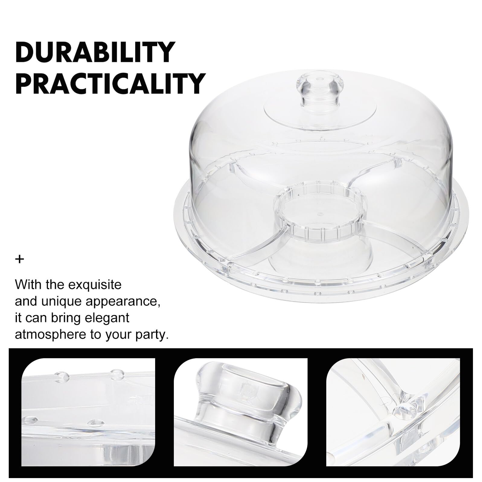 IMIKEYA Acryl Kuchenplatte Groß Transparent mit Rundhaube 6-in-1