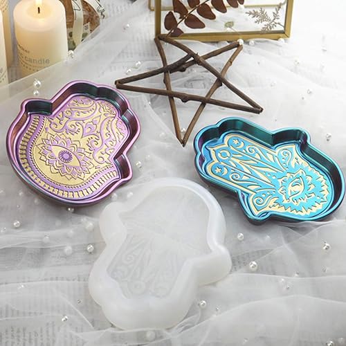 Miniatura 7 de iSuperb 2 moldes de resina de mano Hamsa, moldes de bandeja de almacenamiento de Fátima, moldes de silicona para moldes de fundición epoxi para