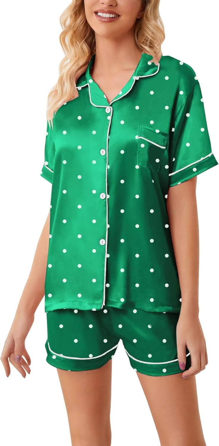 Girls & Womens Satin Pajamas Set, Silk Button-Down Sleepwear 2 Piece Nightwear, 3 Years - Women XXL - Image 4