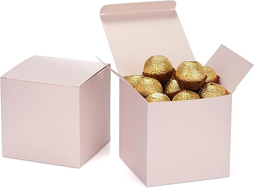 Miniatura 6 de Quotidian Cajas de regalo de papel con purpurina de lujo de 4 x 4 x 4 pulgadas para envolver regalos, galletas, panadería, dulces, chocolate,