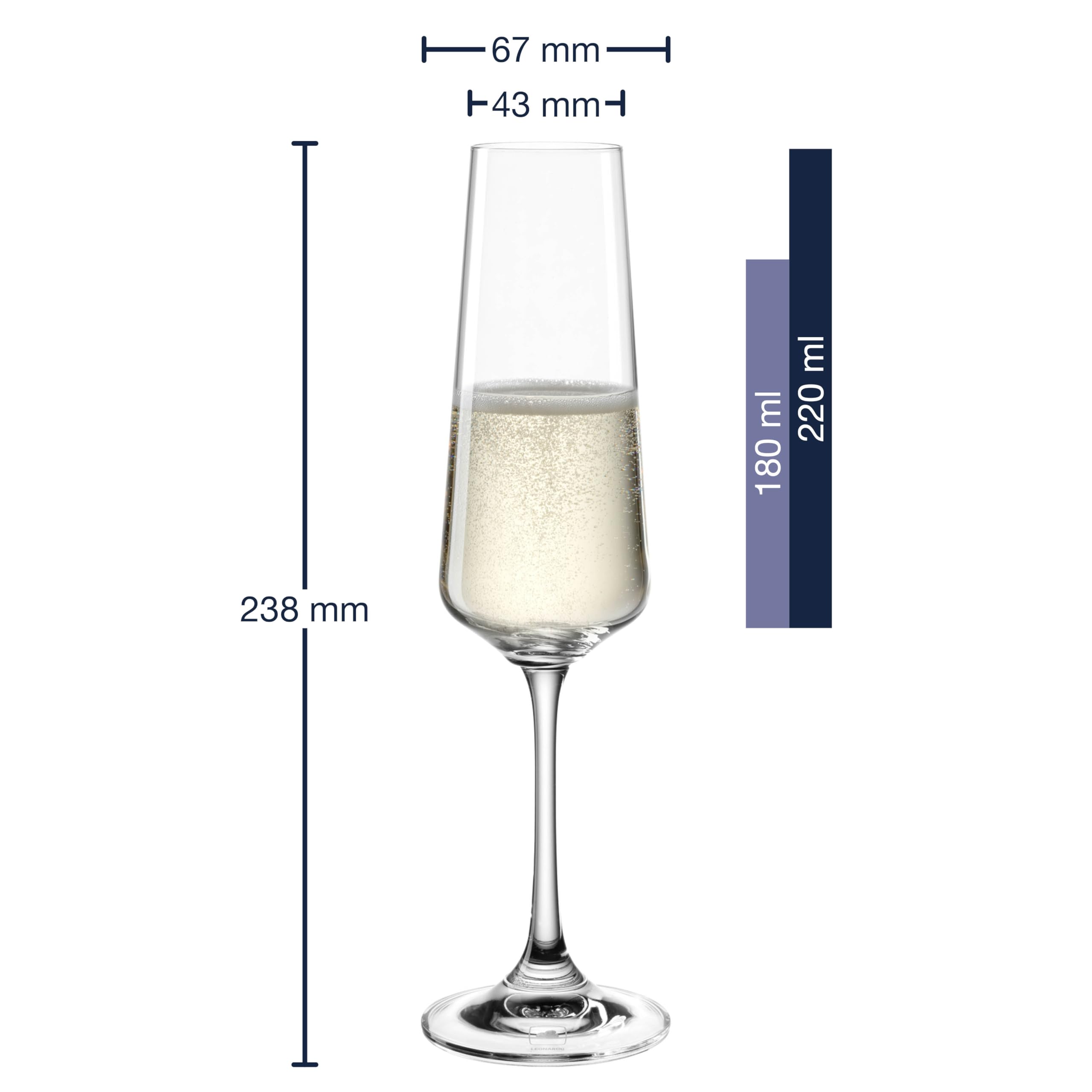 Leonardo Paladino 066313 - Set di 12 bicchieri per vino bianco, vino rosso e spumante, lavabili in lavastoviglie, bicchieri da spumante e vino