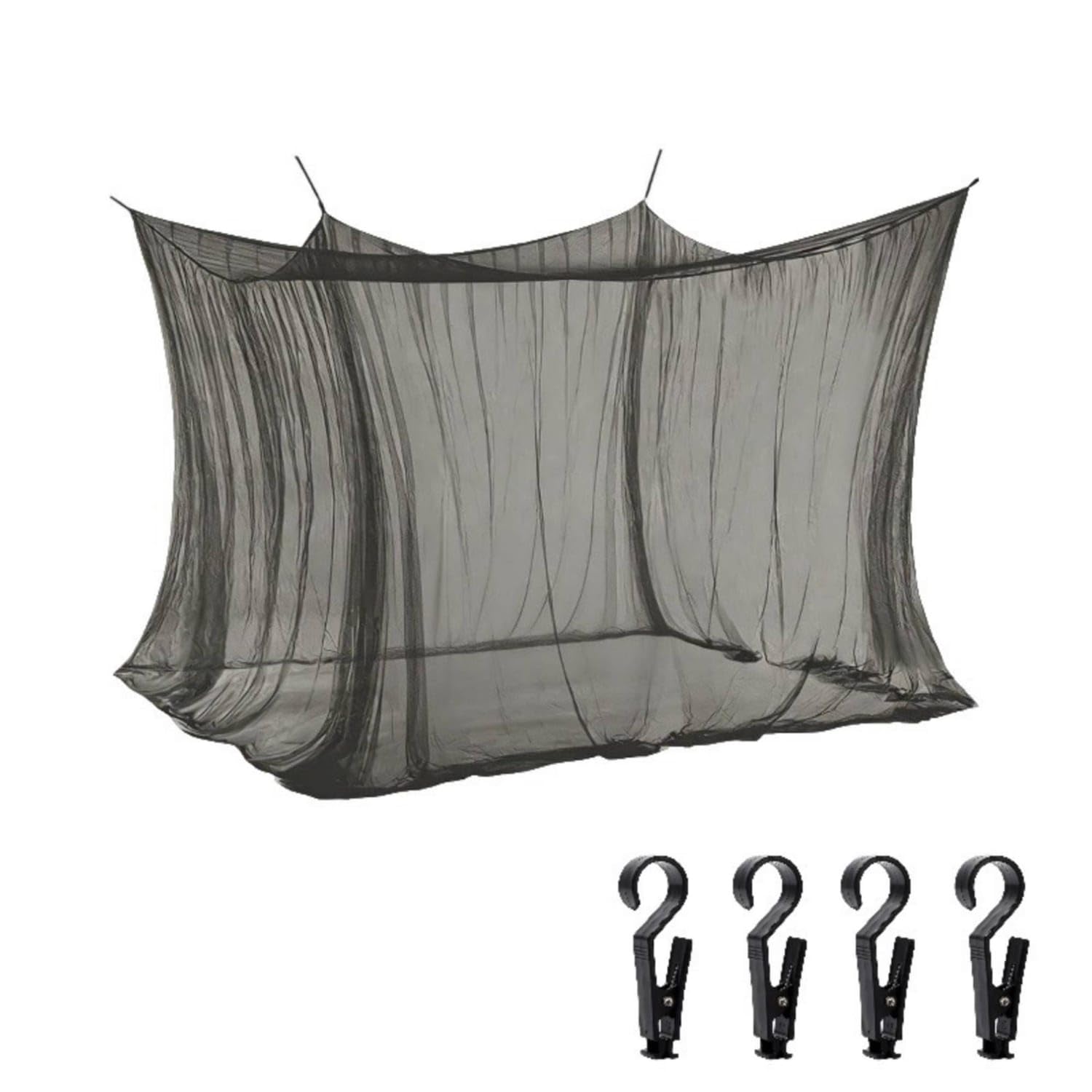 Outdoor Bug Net Canopy Defensive Mesh Canopy Tent Rectangular Bug Net with Clips Large for Family, Patio, Backyard, Garden, Camping, Black-image-27
