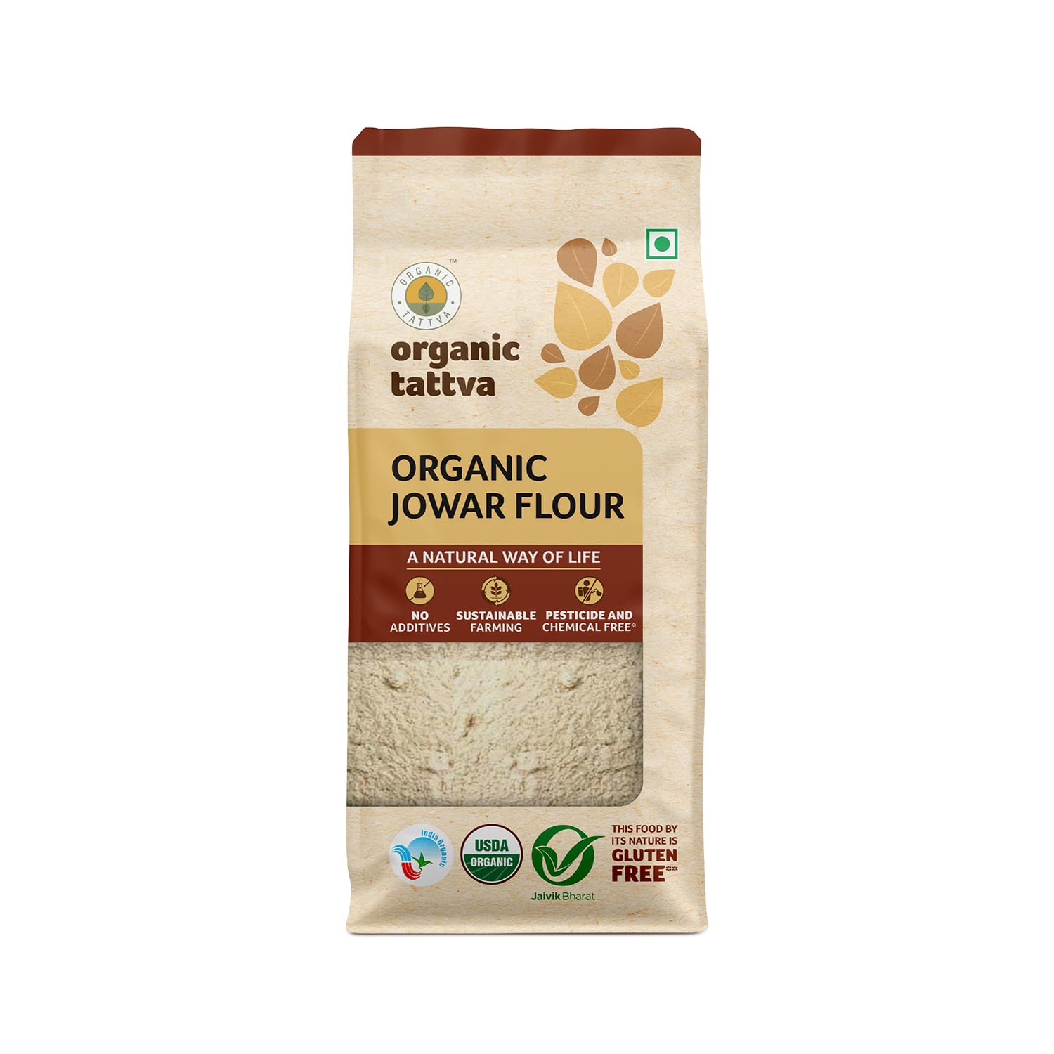 Organic Tattva 'Jowar Flour,' All Natural and Fresh (500 g, Pouch)