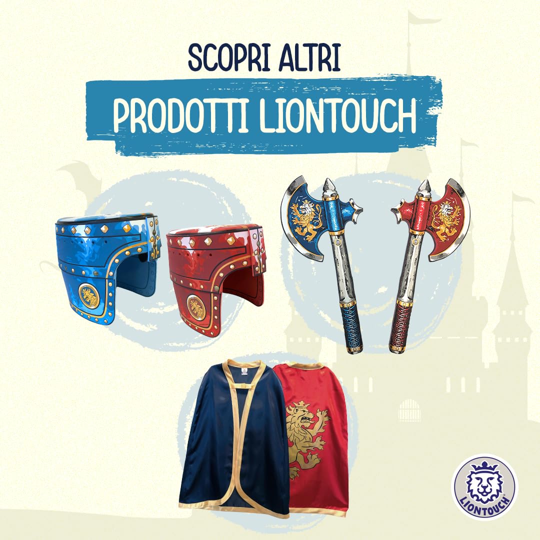 Liontouch - Set di 2 Spade e 2 Scudi da Cavaliere per Ragazzi, Blu/Rosso - età 3-8 Anni | Stile Medievale in Gommapiuma Resistente e Sicura | Armi e Accessori per Giochi di Ruolo in Costume