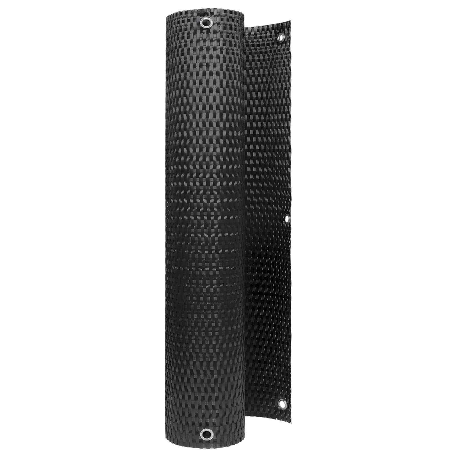 Balkonsichtschutz mit Ösen Schwarz, 600x100 cm Poly-Rattan Balkonbespannung, Sichtschutz für Balkongeländer, Terrasse und Gartenzaun, Windschutz und Sichtschutzmatte