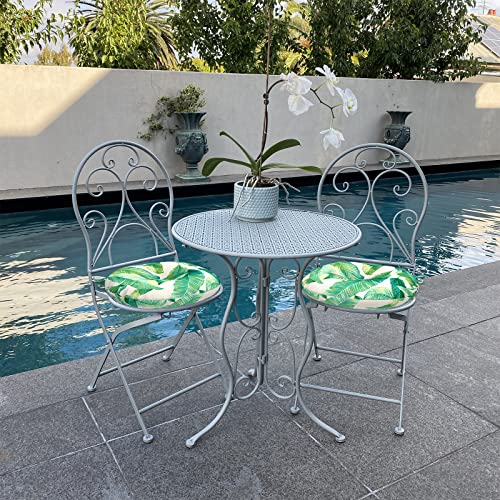 Lvtxiii Outdoor All Weather Bistro Seat Cushions, Comfortable Fluffy Tufted Patio Chair Cushions Round 15"X15"X4" Set Of 2 For Home Garden Furniture, Swaying Palms Capri #TOP30