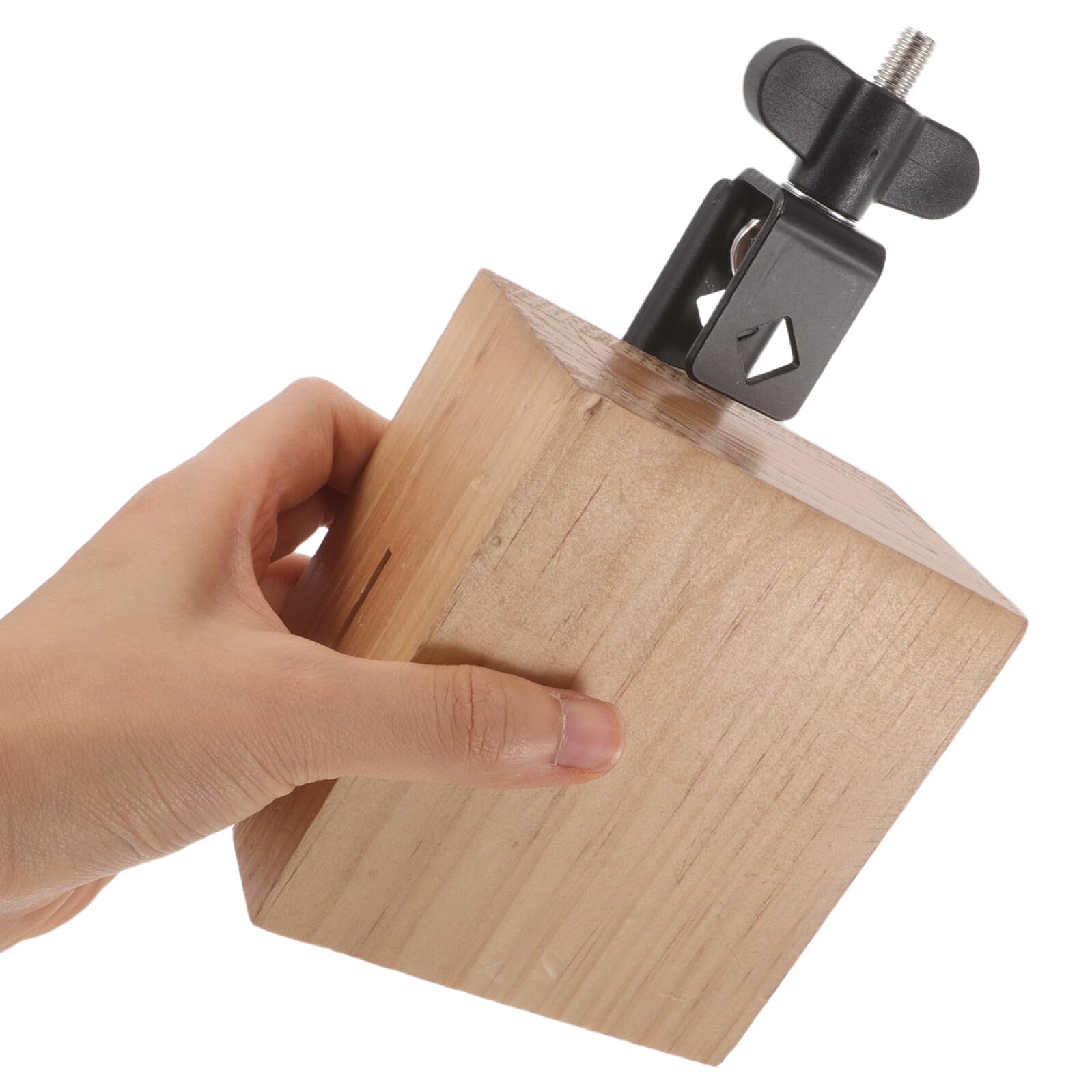 Campanaccio in Legno Quadrato per Batteria, Montabile, Struttura Robusta in Legno e Metallo, Accessorio per Set di Percussioni e Strumenti Musicali