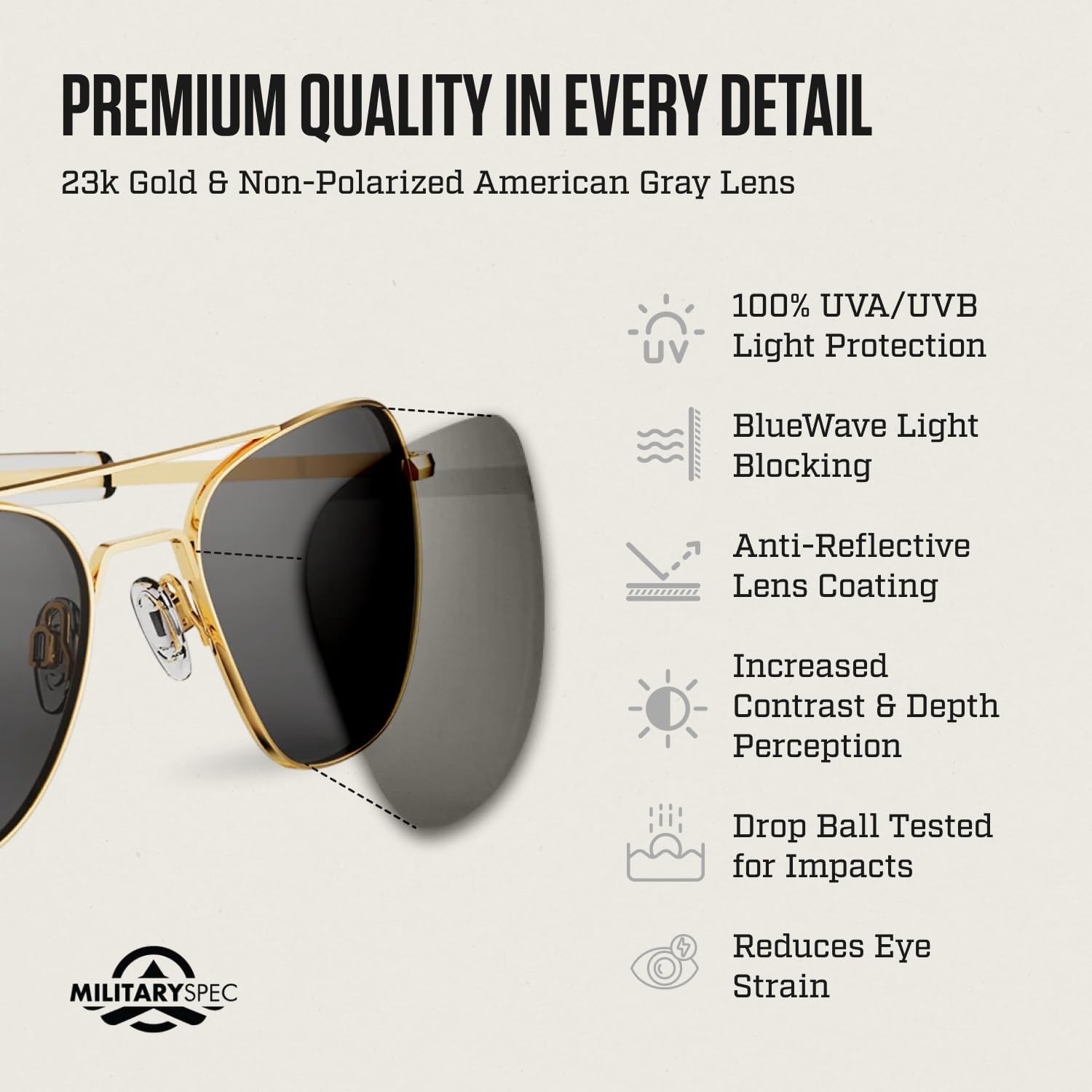 Randolph Eyewear Aviator Sunglasses for Women & Men – Non-Polarized & Polarized Lenses, 23k Gold UV Protection Sunglasses image 5