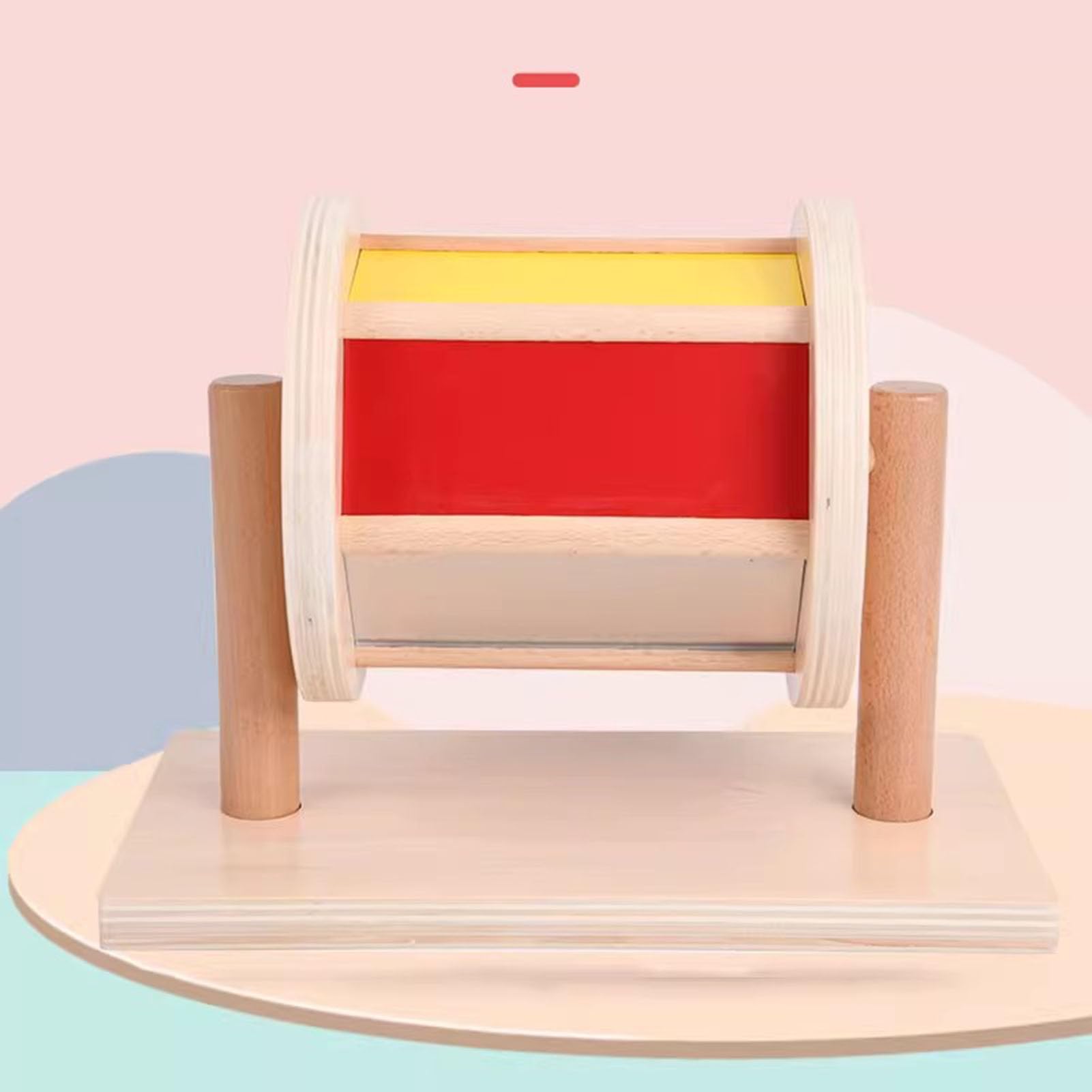 Montessori Sensorische Textiltrommel aus Holz, Lehrmittel, von der Vorschule inspirierte Spinntrommel für Kleinkinder