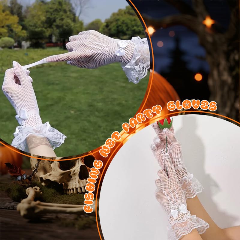 Halloween Costumes Accessories Gloves for Women Girls Gothic Vintage Tea Party Gloves for Wedding Birthday Christmas Outfits3