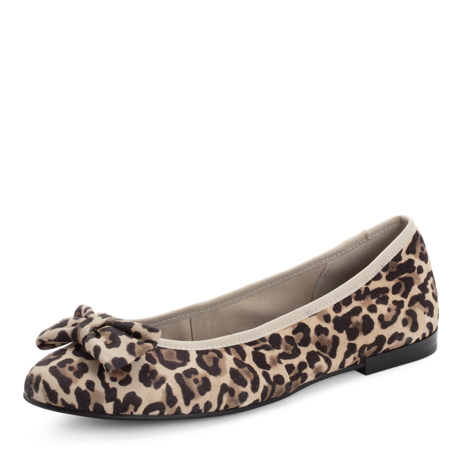 MARCO TOZZI Women Ballerinas Soft Feel Me Footbed Leather Soft Lining Fashionable, Beige (Leo Beige), 8.5 UK