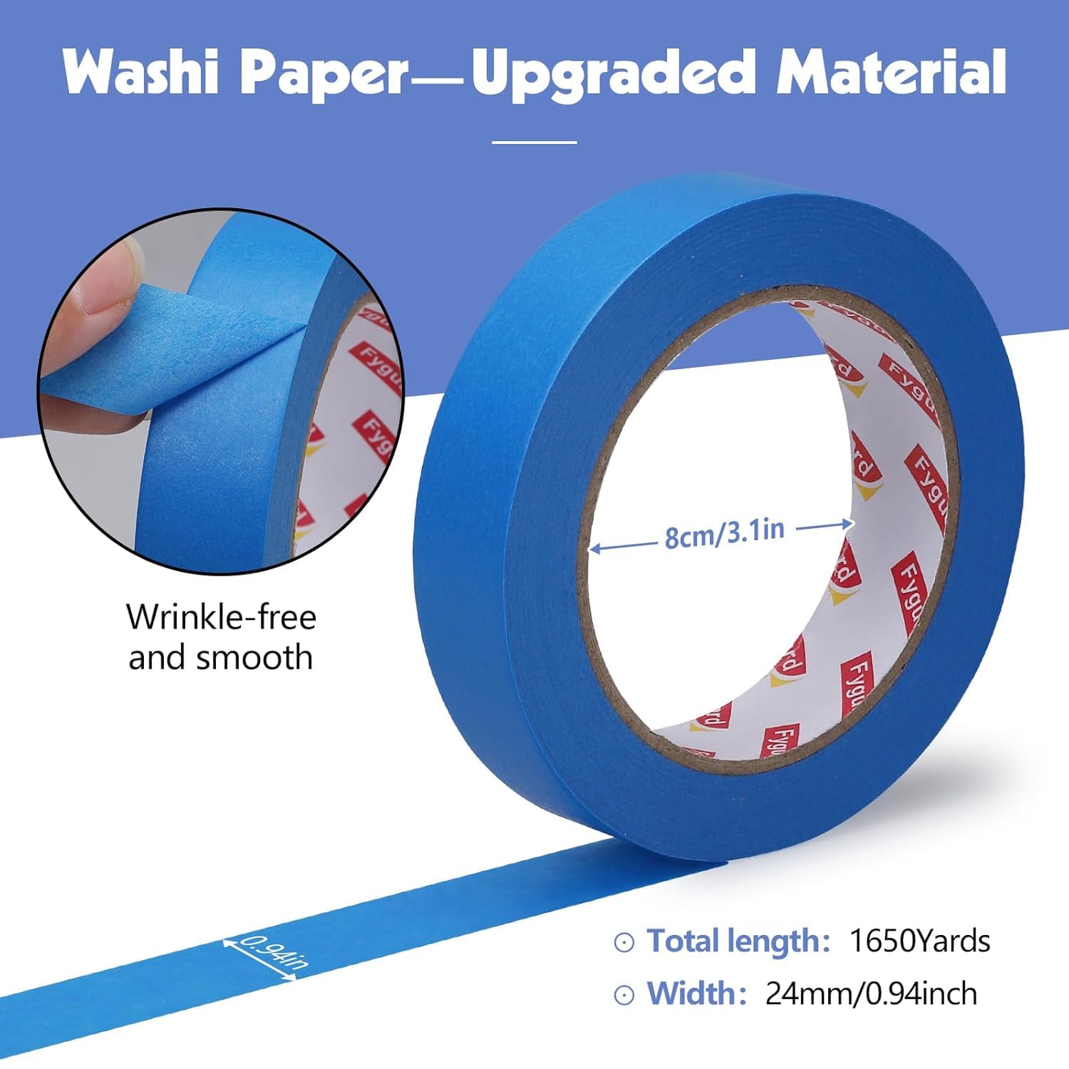 20 rotoli di nastro da pittore blu da 2,5 cm x 2,4 cm x 45,7 m, confezione grande, nastro coprente blu per pareti e bordi, 100 m, per uso domestico