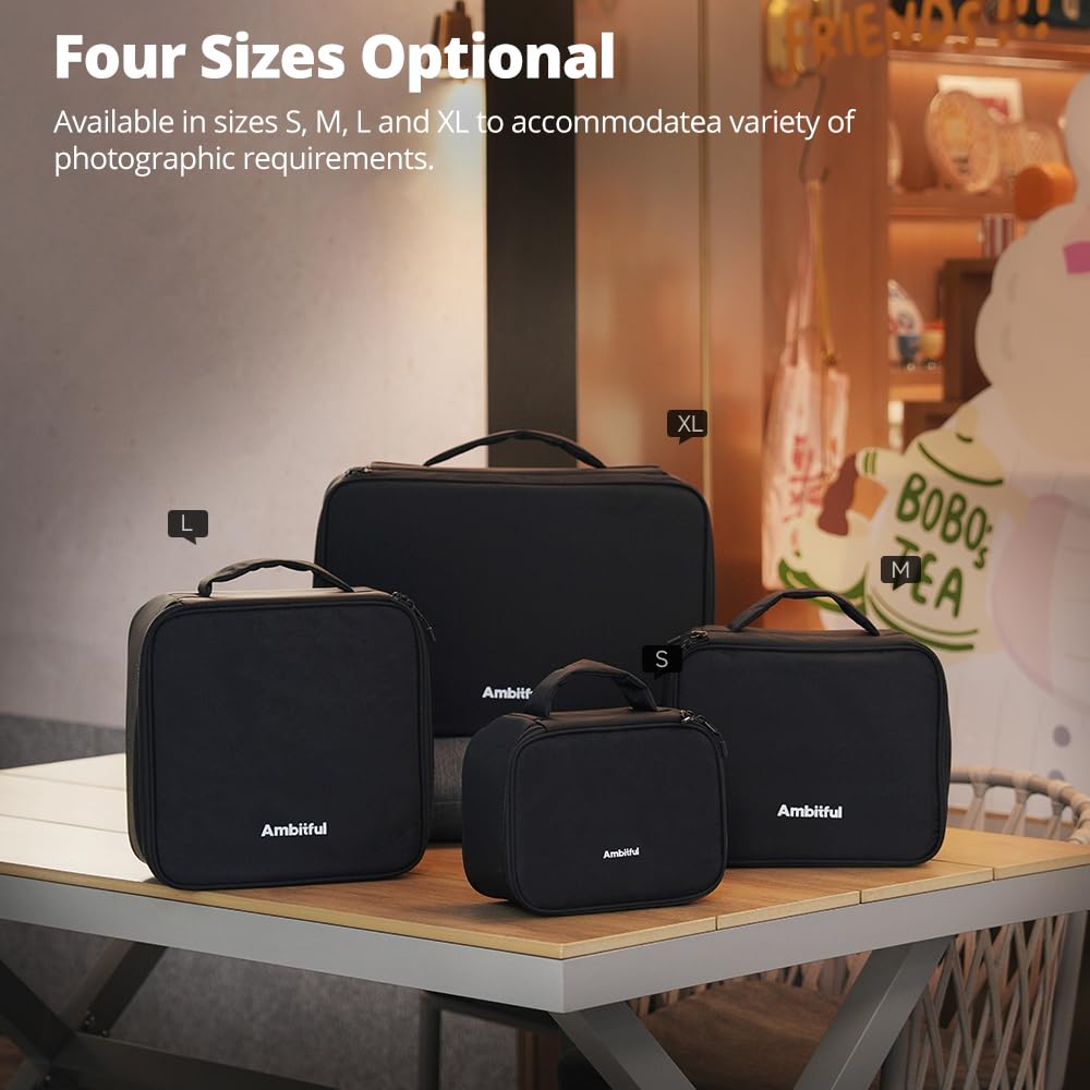 AMBITFUL Borsa da trasporto Zoom P7 per dispositivi fotografici di grande capacità, custodia multifunzione per mini drone e altri accessori, con spugne spesse e strato interno a rete, Nero , L