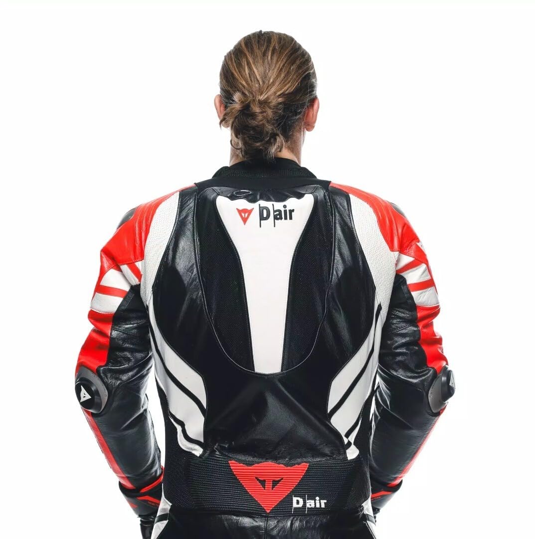 Dainese Mugello 3 D-Air perforowany 1-częściowy skórzany kombinezon motocyklowy, czarny/czerwony/biały, 60