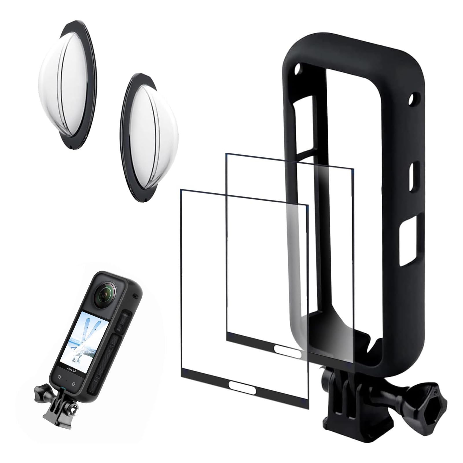 Kit Protection Complet Insta360 X3 - Verre Trempé Écran + Lentille + Support - Accessoire Caméra Action