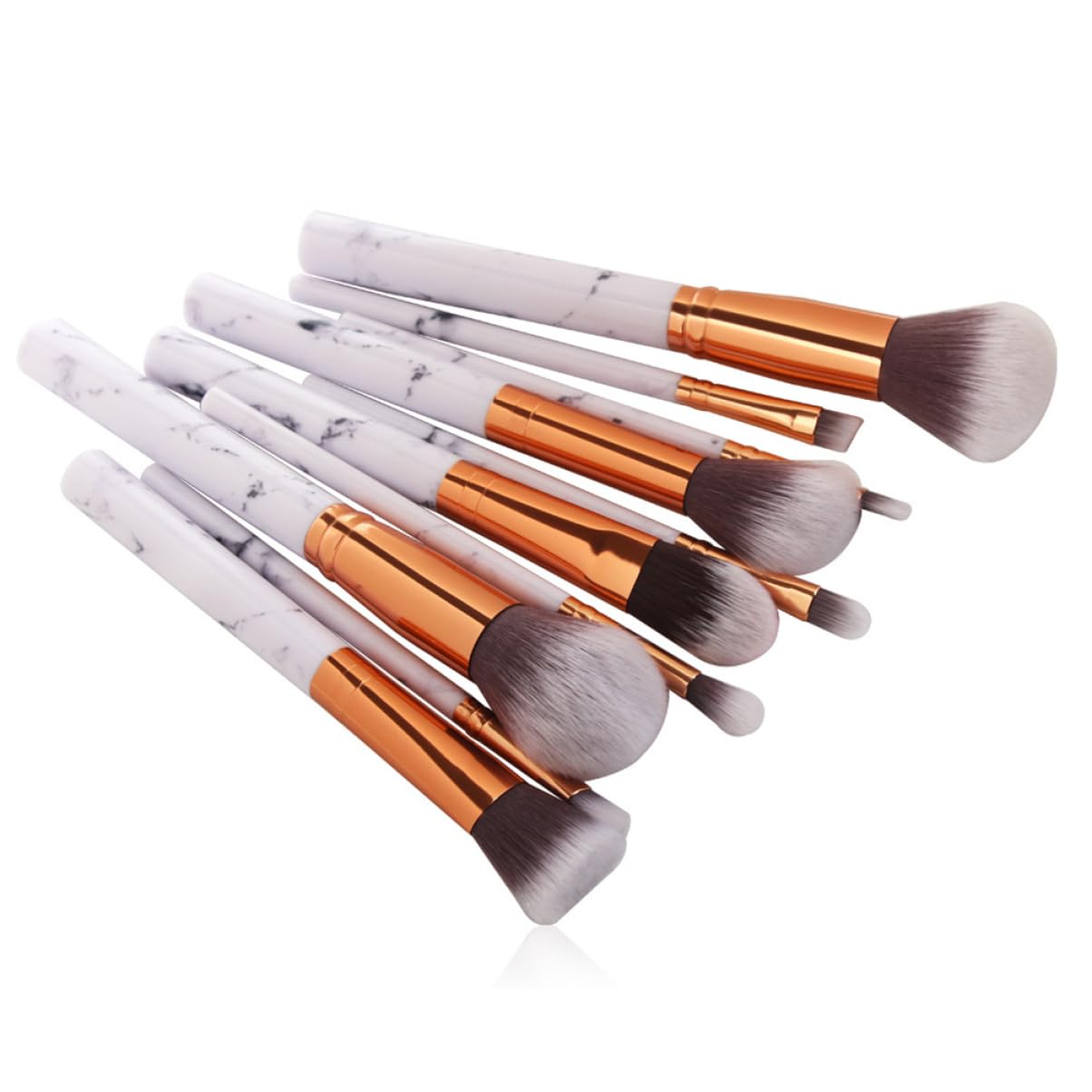 Housoutil Lot De 3 Pinceaux De Maquillage De Luxe En Marbre Poils Synthétiques Doux Pour Fond De Teint Blush Sourcils Eye-liner Anti- 10 Pièces X 3