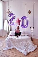 Vista 3 de Globo morado del número 5, globo de 40 pulgadas, suministros de fiesta morados, decoraciones de globos de 5º cumpleaños, globos de número 5, globo