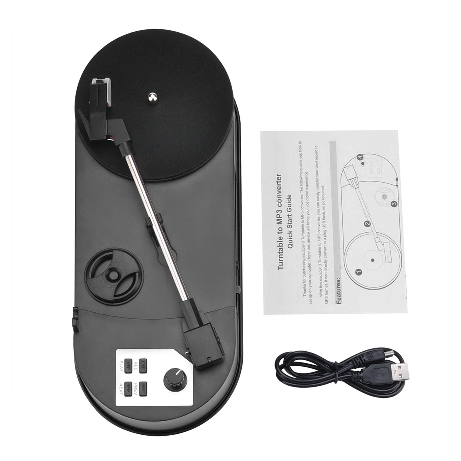 Giradischi USB,33/45 Prm LP Convertitore da Giradischi a MP3 Convertitore da Vinile a MP3 Giradischi con Adattatore 5V CC con Slot per Scheda Micro