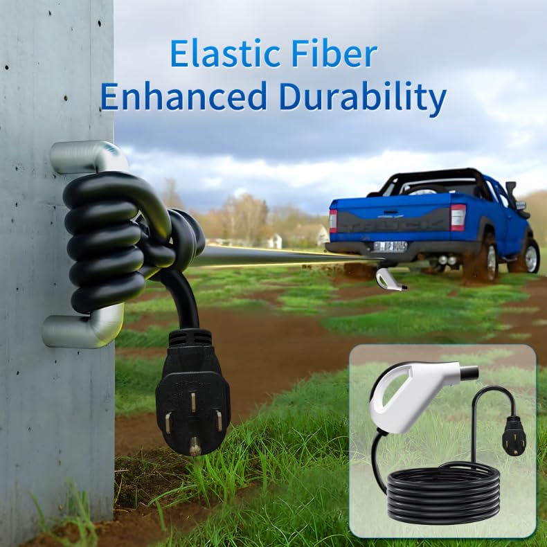 Image of Level 1 EV Charger for Tesla Vehicles, Portable NACS EVSE for Travel and Overnight Backup Charging, 120V NEMA 5-15, 16A-Rated, 12A Continuous with 25FT Cable, IP55