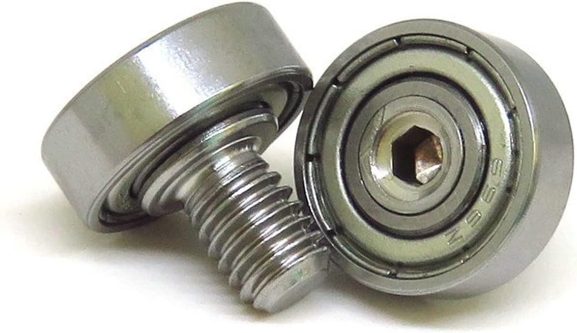 LANGshaw OD 15 mm Stainless Steel Screw Bearings Rollers with 696 Bearing JS69615-5C1L8M6 M6x15x5 mm Furniture Rail Pulley Wheels Leisurely (Color : Silver, Outer Diameter : 15mm)