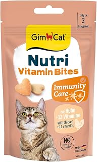 GimCat Nutri Vitamin Bites - Leckerer Snack mit Einer gezielt abgestimmten Rezeptur für das Wohlbefinden Deiner Katze - 1 Beutel (1 x 40 g)