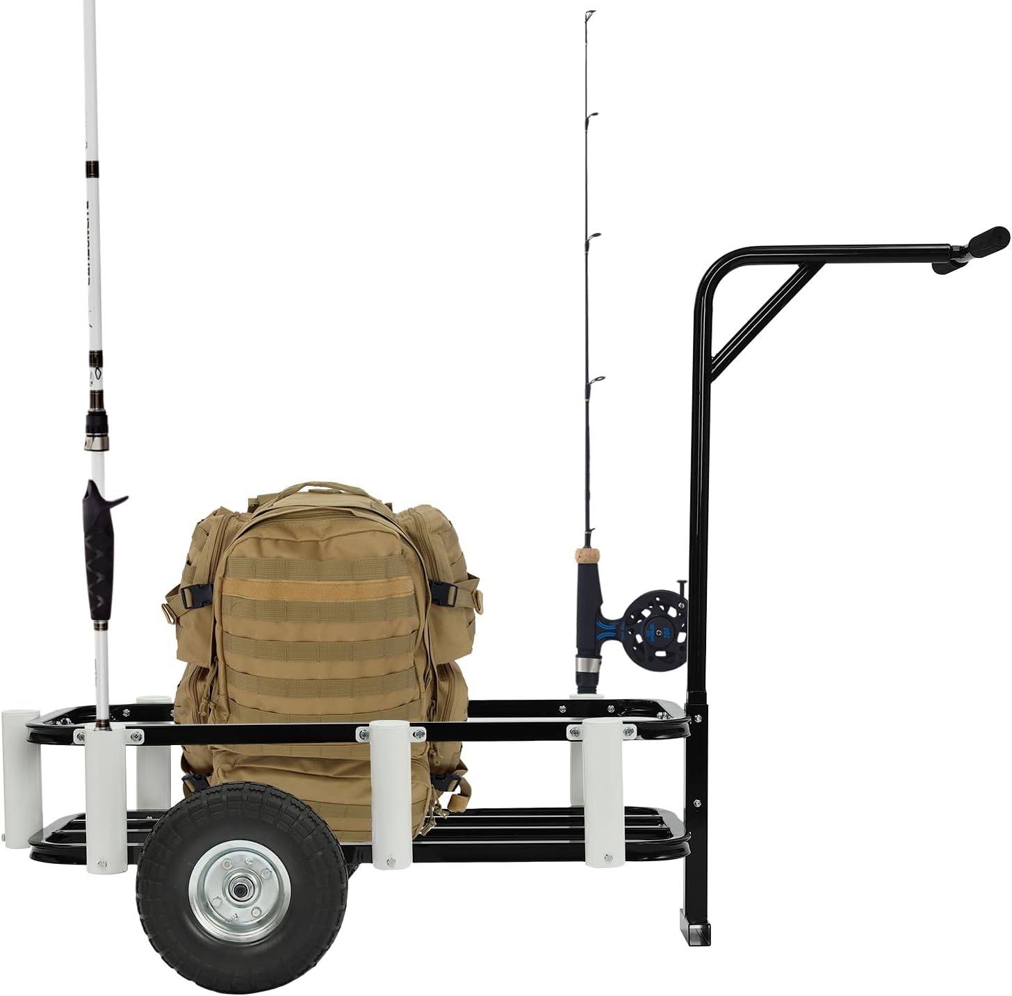 Beach Fishing Cart Outdoor Heavy Duty Aluminum Fishing Cart with Powerful Wheels Fish and Marine Cart for Fishing, Traveling, Shopping