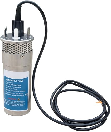 Amarine-made 24V DC Submersible Deep Well Water Pump 3.2GPM 4'' / Alternative Energy Solar Battery Powered with Stainless Steel Shell-Max Lift 230 Ft, Max Submersion 100 Ft