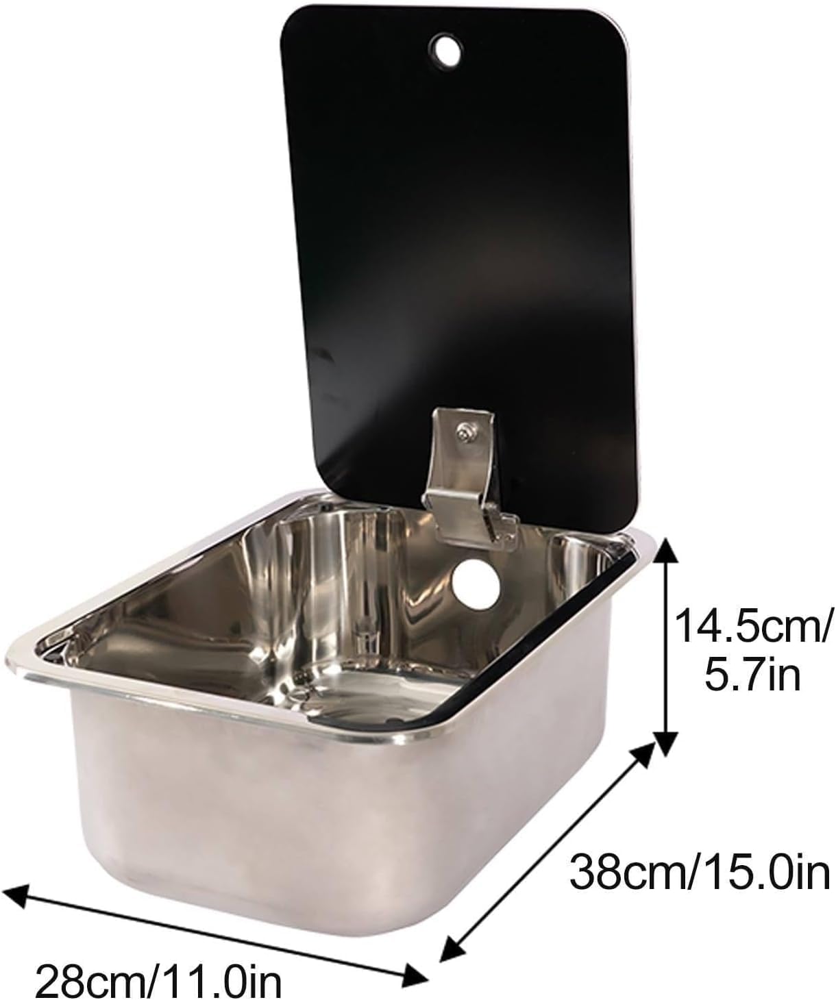 Lavello da Campeggio con Rubinetto Pieghevole e Copertura, Piccolo Kit di lavandino per Camper, Rubinetto Caldo e Freddo - torcere su e Giù, lavabo in Acciaio Inossidabile/Tagliere, per Camp