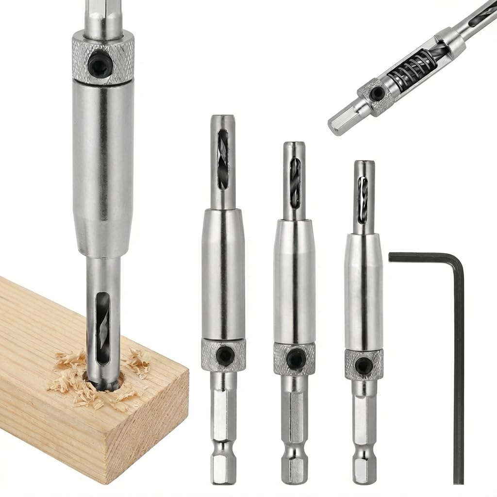 Self Centering Drill Bit Set 11/64",9/64",7/64", 5/64", for #10#8#6#4#2 Screws Size, Be Compatible with 1/4 in VIX Bit Bosch Snappy Quick-Change Hex Drill,Part #45300 Center Finding Drill Bit