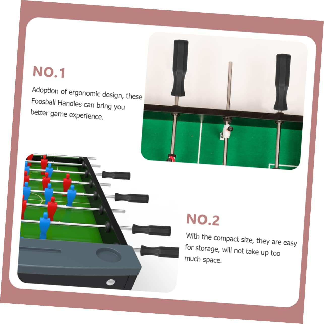 8pcs Nonskid Foosball Table Handles Ergonomic Design Replacement Grip for Standard Table Soccer Easy Installation Shape Accessories for Enhanced Gameplay