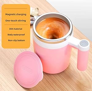 KittBabby Self Stirring Coffee Mug 13oz - Cute Pink Magnetic Coffee Mixer, USB Rechargeable, Ideal Gift for Women, Birthdays, Mother's Day (Blush Pink)