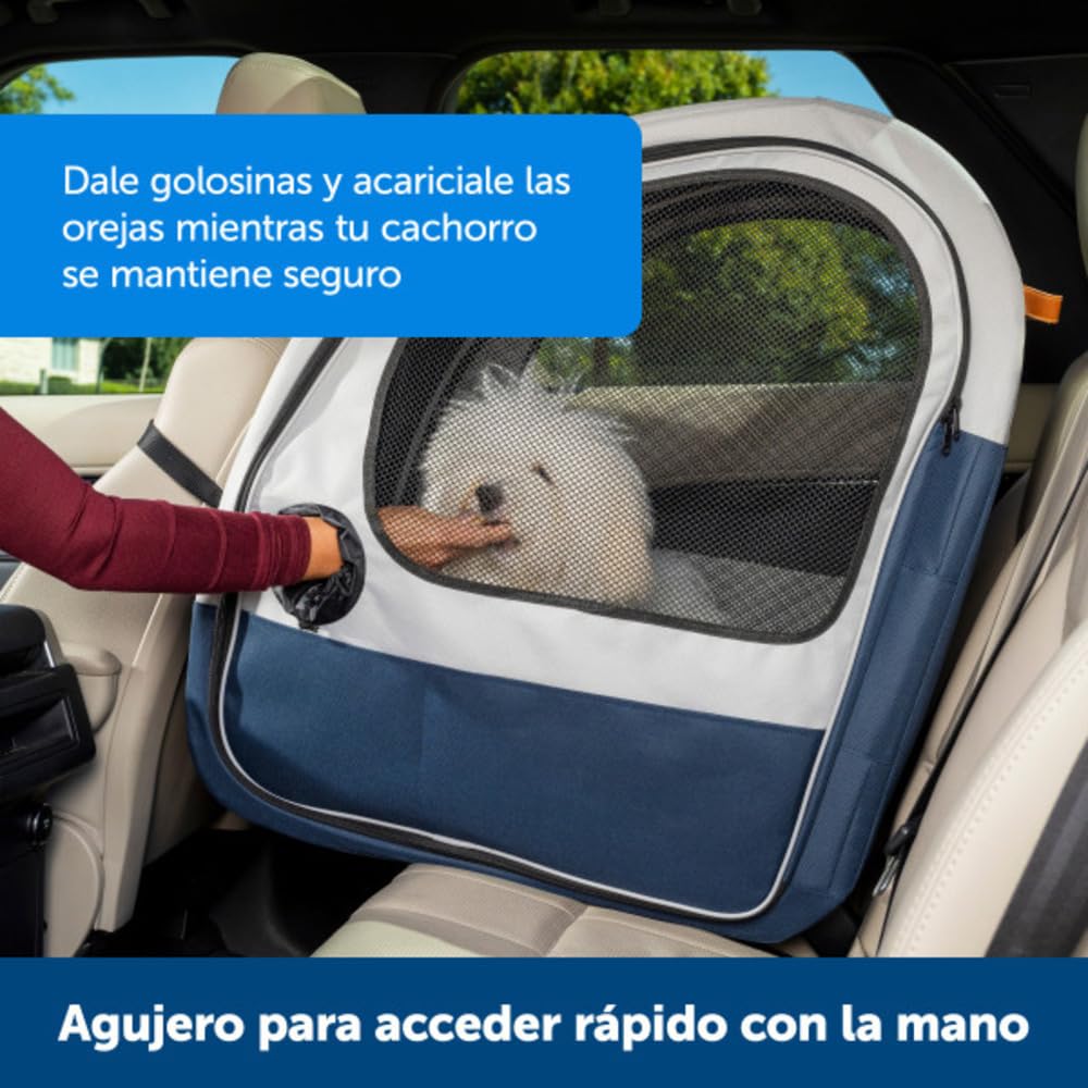 PetSafe Happy Ride - Transportín de Viaje Plegable - Estructura de Aluminio, Ventanas de Malla, Bolsillos y Acceso para Cinturón de Seguridad