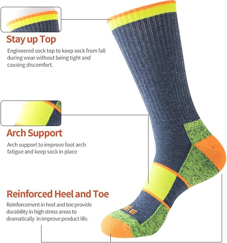 JOYNÉE Mens Crew Full Cushion Athletic Running Socks with Moisture Wicking Mid-Calf Casual Socks 6 Pack - Image 3