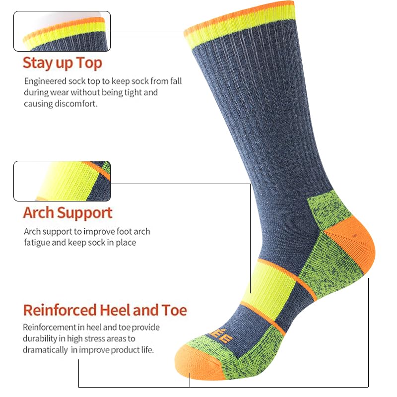 JOYNÉE Mens Crew Full Cushion Athletic Running Socks with Moisture Wicking Mid-Calf Casual Socks 6 Pack3