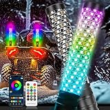 DREAMIZER 2PCS 1FT Fat Spiral Led Whip Lights with APP&amp;Remote Control RGB Chasing Dancing Lighted Antenna Whips Compatible with Can-Am X3 UTV ATV RZR SXS Dune Buggy Offroad Truck