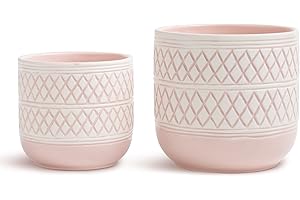 Pink Plant Pots | 6 + 4.7 inch | Indoor Planter with Drainage Hole