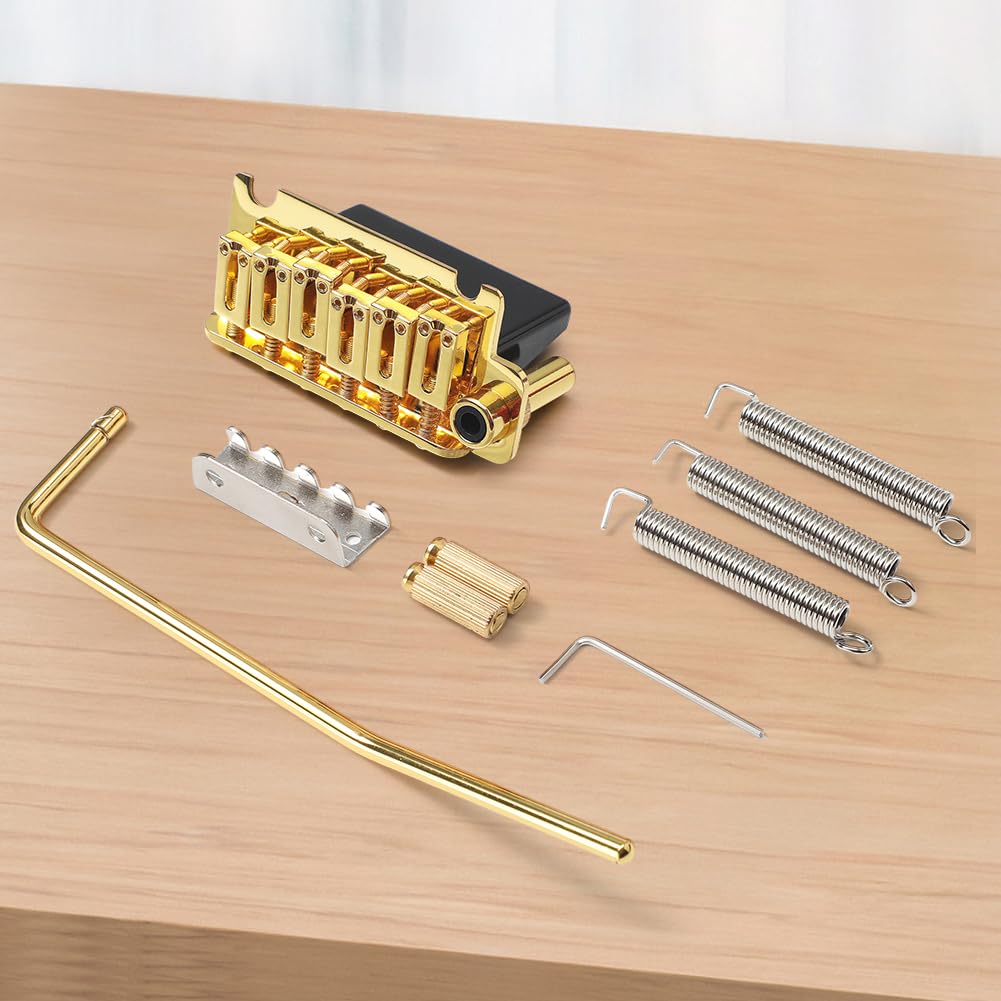 HTU Most 10,5 mm do gitary elektrycznej, 2-punktowy mostek remolo, mostek Hardtail (złoty)