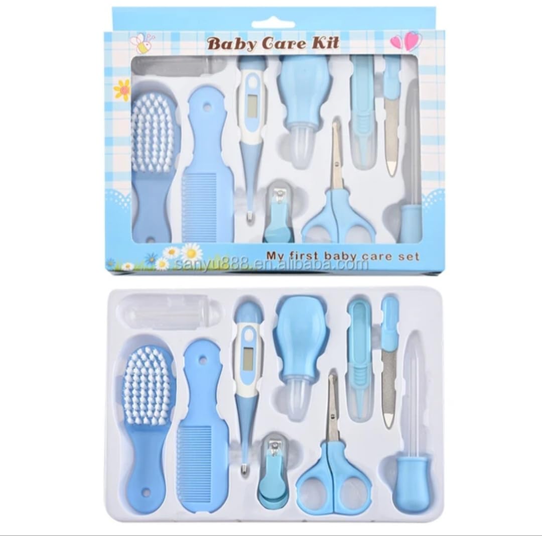 10 PCS Baby Grooming Health Care KIT for New Borns and Toddlers (Blue) Ideal for Travelling & Home Use